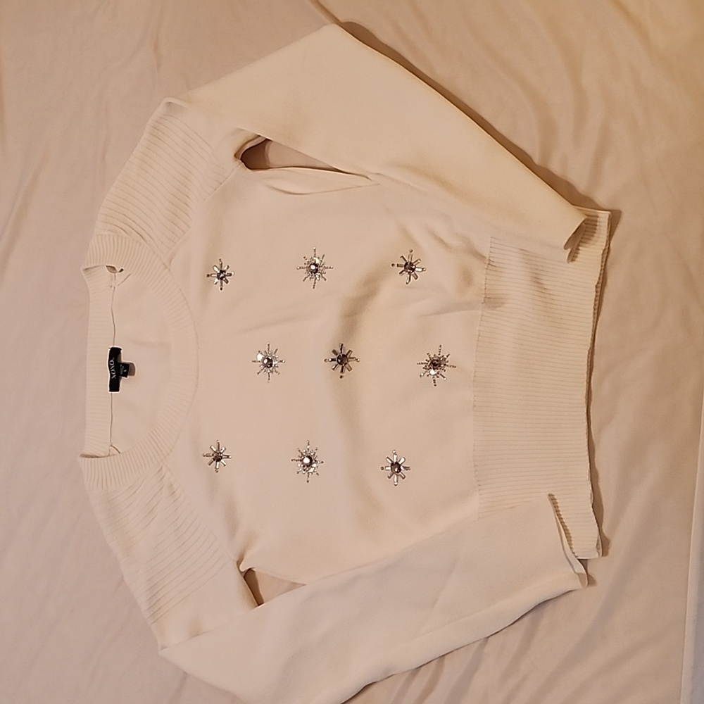 White bling sweater, large but fits like a medium